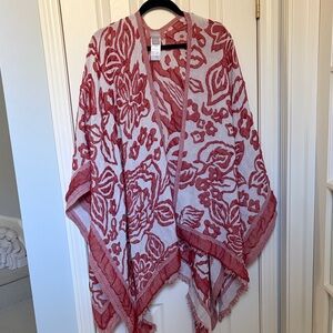 Chico's Red and White Reversible Floral Wrap